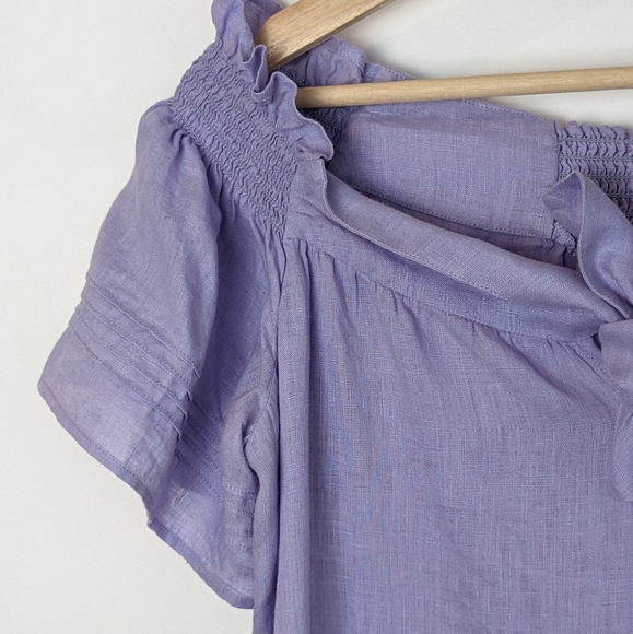 Whistles • Linen Tie Front Bardot Dress - Picture 3 of 8